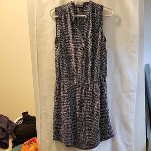Hilary Radley Black and White Patterned Midi Dress